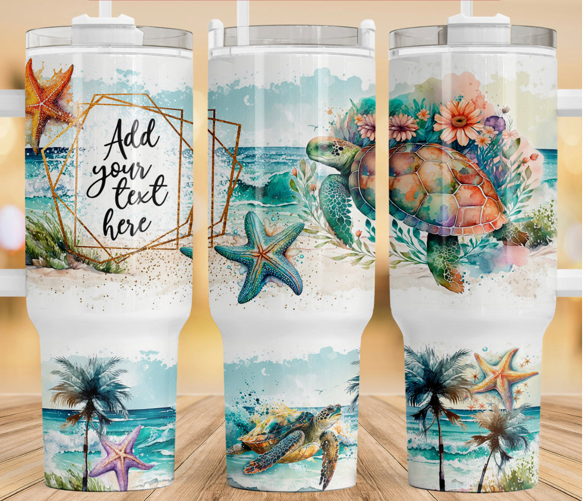 40oz Tropical Floral Handled Tumbler (Summer Launch)