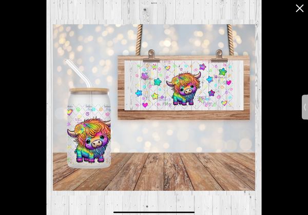 16oz Baby Highland Cow Glass Can  (Summer Launch)